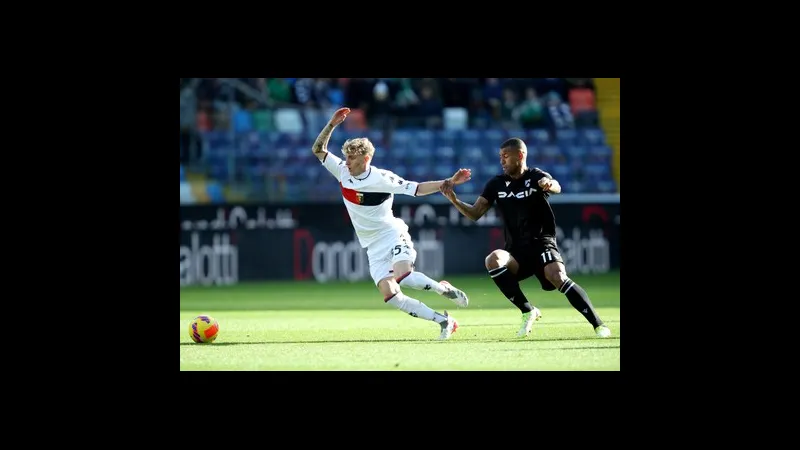 Cầu thủ của Udinese đang đối mặt với cầu thủ của Genoa trong tình huống tranh chấp trên sân cỏ Cầu thủ của Udinese đang đối mặt với cầu thủ của Genoa trong tình huống tranh chấp trên…